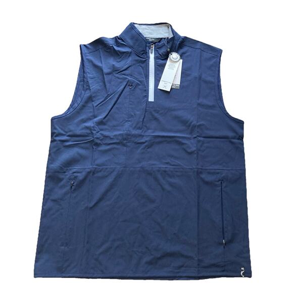 Kenneth Cole Mens’s Golf Vest Sz L New Navy Water-Resistant Pullover 1/4 Zip - Picture 1 of 9